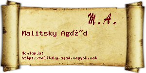 Malitsky Agád névjegykártya